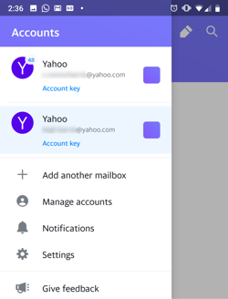 Yahoo奇摩信箱應用程式中有多個帳號的圖片