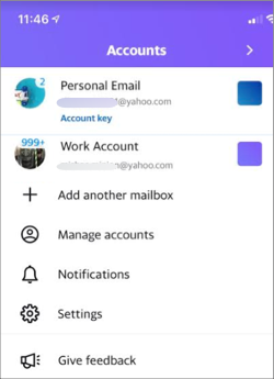 Yahoo奇摩信箱應用程式內有多個帳號的圖片。